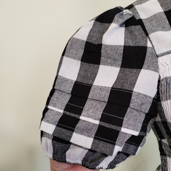 GRACE+KARMA Women's Puff Sleeve Ruffle Gingham Top Size M - Picture 4 of 11